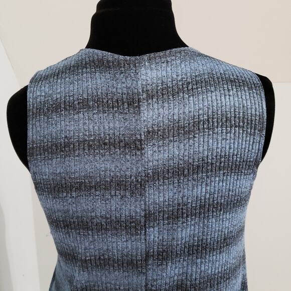 NWT Honey & Lace Tahoe Striped Blue Black A Line Knit Duster Vest Small - Picture 6 of 10